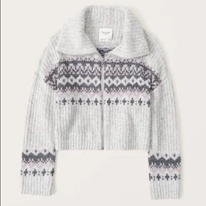 Abercrombie Fairisle Full zip Cropped Sweater